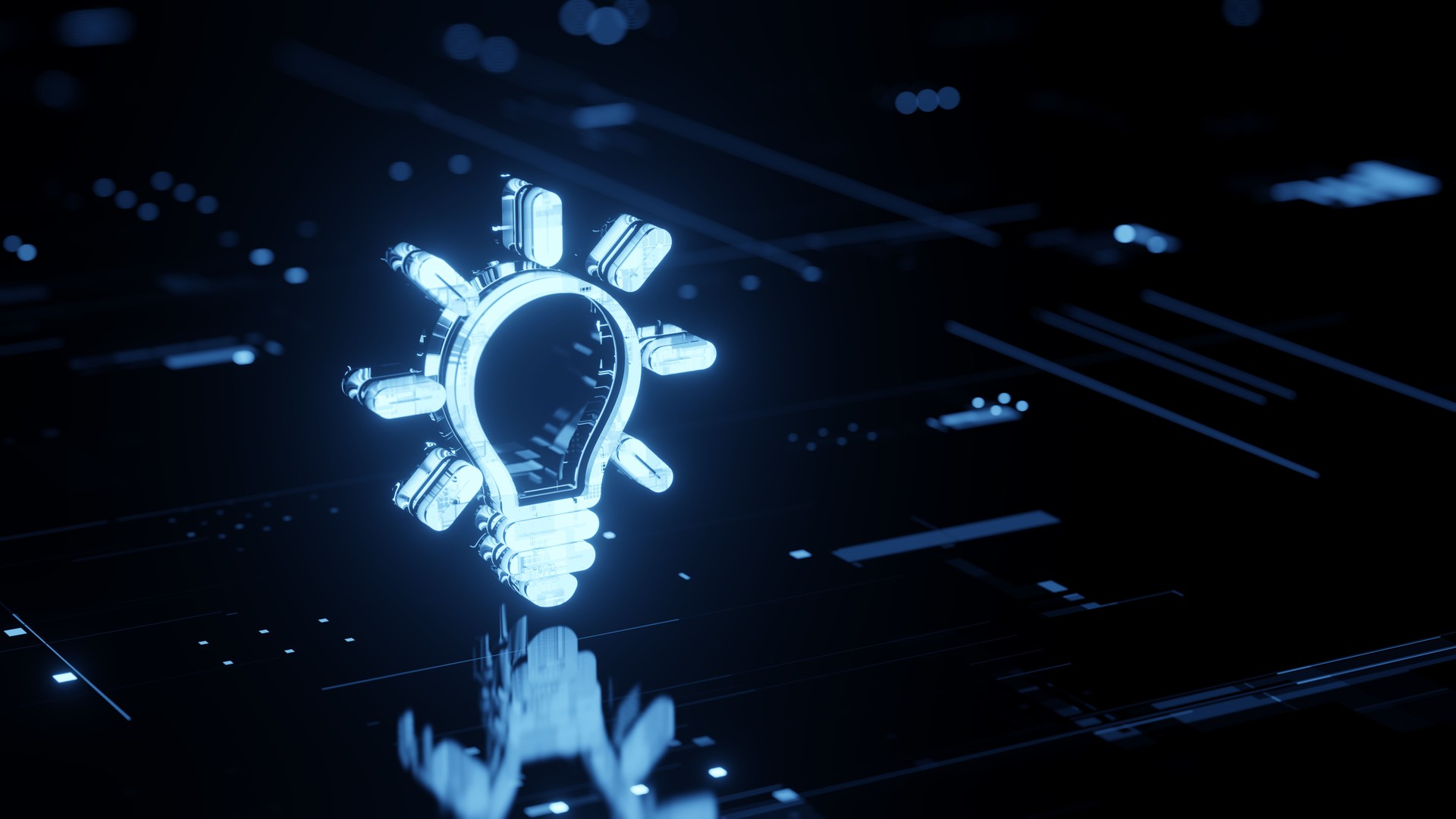 Futuristic glowing light bulb 3d Icon representing creativity and innovation for technology concepts